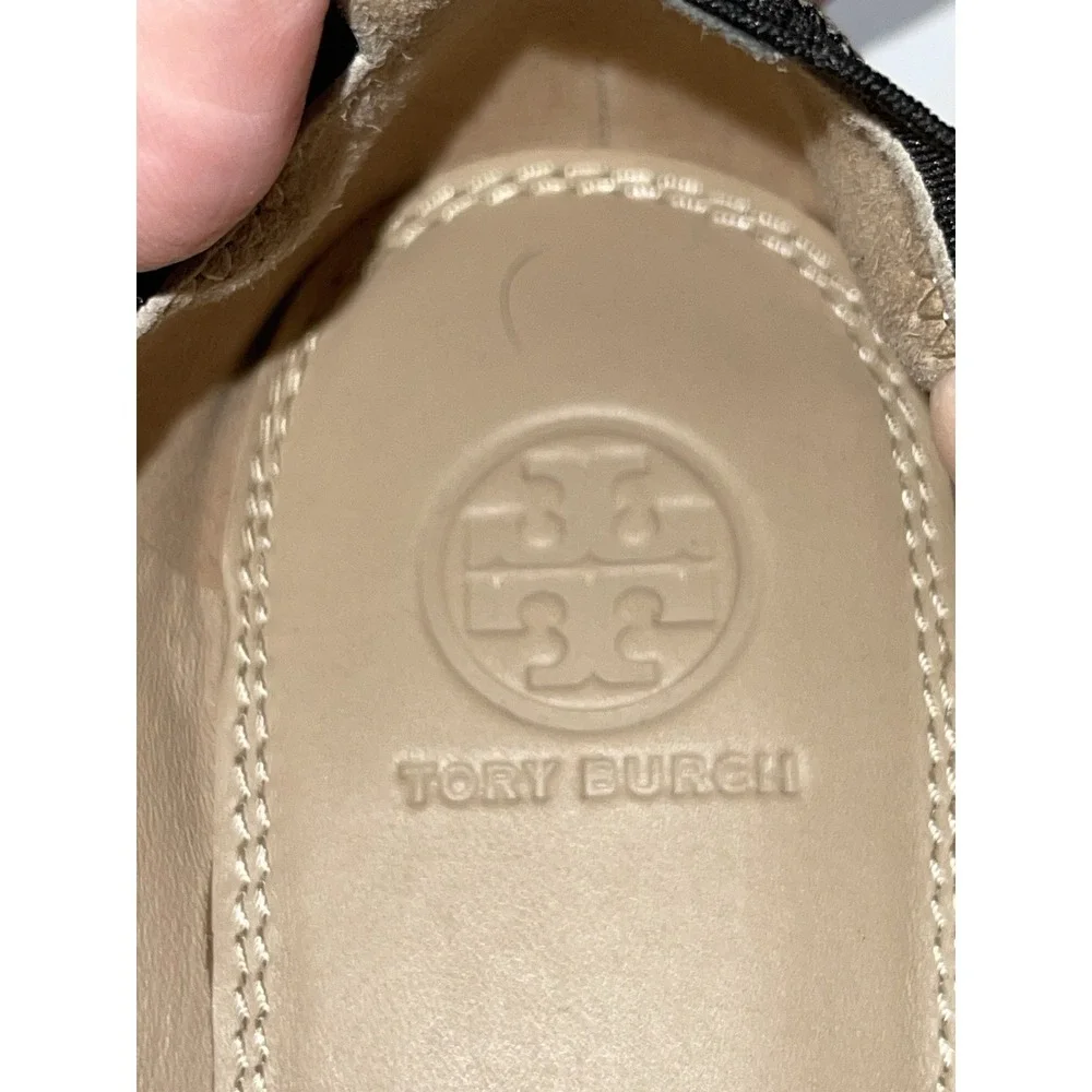 TORY BURCH Bombe Oxfords Lace-Up WOMENS SZ 8.5 Metallic Silver Black